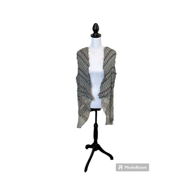 BKE Women Gray Open Front Cardigan SZ L Knit Tunic Sweater Raw Edge Bohemian U3 - Picture 1 of 12